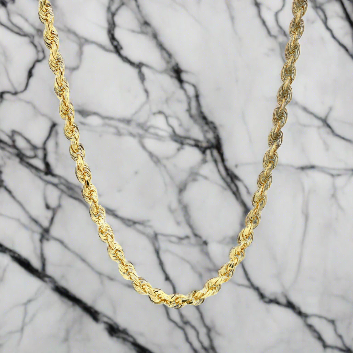 3.5mm 10k Yellow Gold Solid Diamond Cut Rope Chain